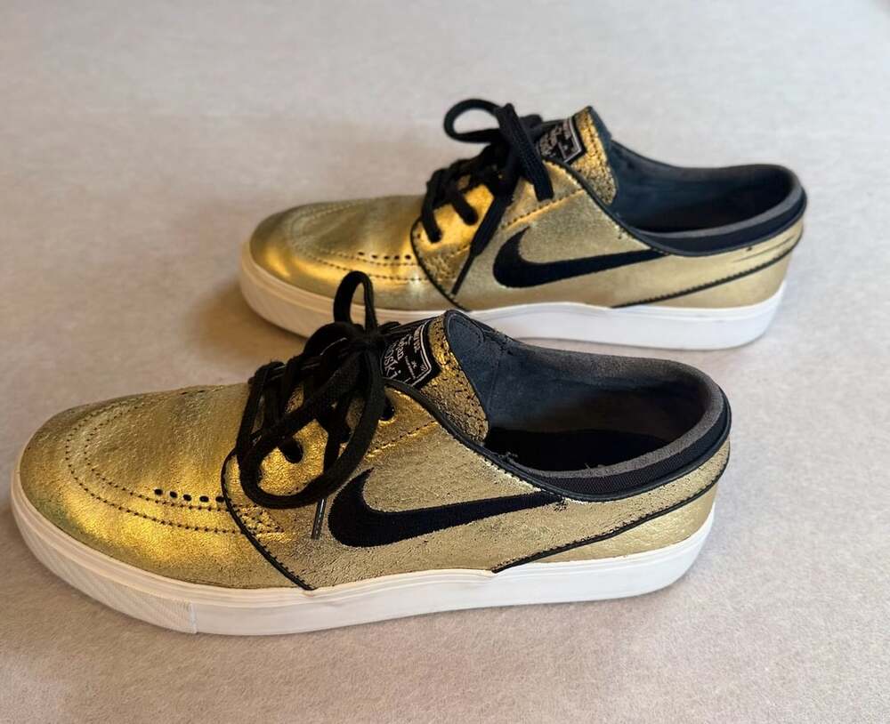 Nike SB Stefan Janoski Zoom Leather Men’s 7 Metallic Gold Black 616490-702